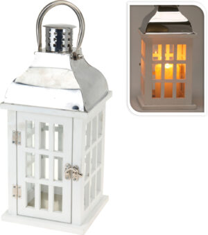 LANTERNA 32cm BIJELA/SREBRNA