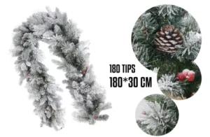 GIRLANDA SNJEŽNA CRVENE BOBICE 180